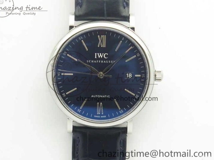 MIROTIME 0402 Refined Portofino Automatic SS MKF 1:1 Best Edition Blue Dial On Blue Leather Strap MIYOTA 9015 V 7201